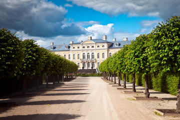 Rundale palace built in baroque style in Pilsrundale, Latvia