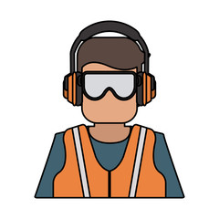 worker avatar with industrial safety icon image vector illustration design 