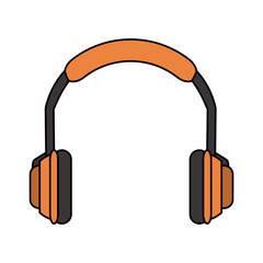 isolated orange  headphones icon image vector illustration design 