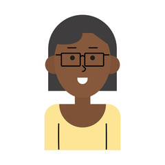 happy dark skin woman wearing glasses cartoon  icon image vector illustration design 