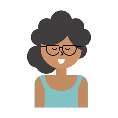 happy woman with big curly hair cartoon  icon image vector illustration design 