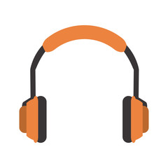 isolated orange  headphones icon image vector illustration design 