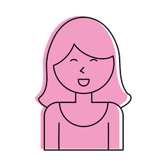 happy woman cartoon  icon image vector illustration design  pink color