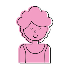 happy woman with big curly hair cartoon  icon image vector illustration design  pink color