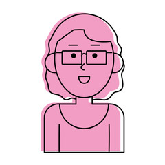 happy woman wearing glasses cartoon  icon image vector illustration design  pink color