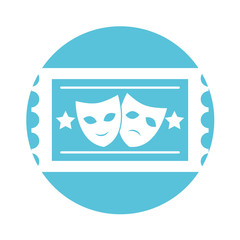 postal seal with theater masks isolated icon vector illustration design