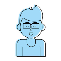 happy man with glasses cartoon icon image vector illustration design  blue color