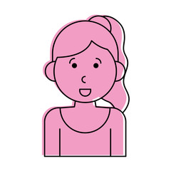 happy woman with ponytail cartoon  icon image vector illustration design  pink color