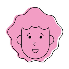 happy woman with big curly hair cartoon  icon image vector illustration design  pink color