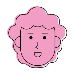 happy woman with big curly hair cartoon  icon image vector illustration design  pink color