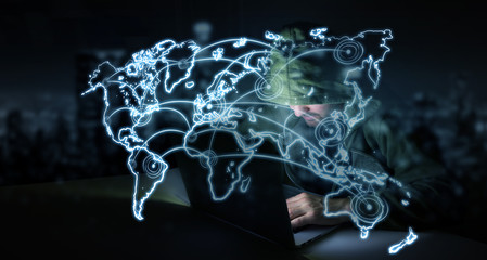 Hacker accessing to personal data information with a computer 3D rendering