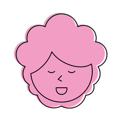happy woman with big curly hair cartoon  icon image vector illustration design  pink color
