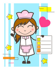 Cartoon Cute Waitress Showing Checklist Vector Concept