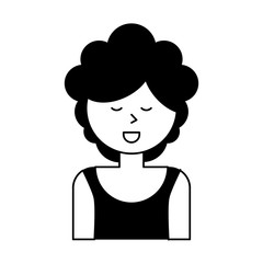 happy woman with big curly hair cartoon  icon image vector illustration design 