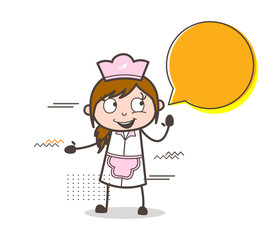 Cartoon Laughing Waitress with Chat Bubble Vector