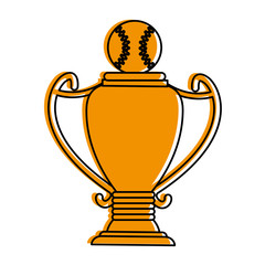 baseball ball trophy cup icon image vector illustration design  yellow color