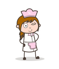 Cartoon Naughty Waitress Winking Eye Vector