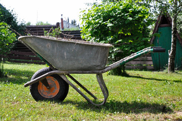 Garden wheelbarrow on a farm