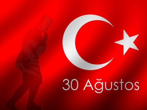 30 august. zafer bayrami or Victory Day Turkey and the National Day. vector illustration. Red and white banner