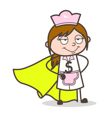 Cartoon Super Waitress Character Vector