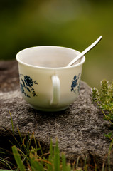 Pause café dans les champs