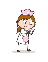 Cartoon Female Employee Reading Messages Vector Concept