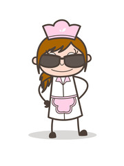 Cartoon Modern Waitress Lifestyle Vector Illustration