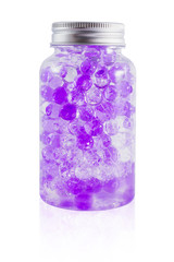 polymer scent aroma gel ball in the bottle isolated on white