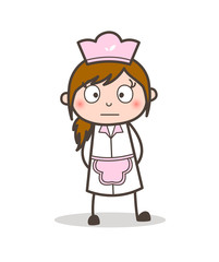 Cartoon Waitress Shocked Face Vector Illustration