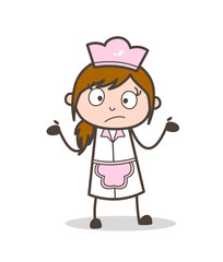 Cartoon Waitress Unknown Behavior Vector Illustration