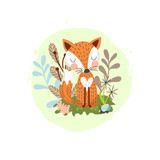 Cartoon fox child illustration