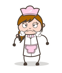 Cartoon Aggressive Waitress Vector Illustration