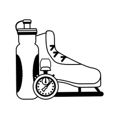 ice skate chronometer sports bottle icon image vector illustration design 