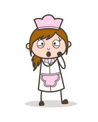 Cartoon Waitress Excited Expression Vector Illustration