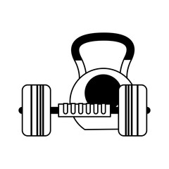 kettlebell and dumbbell weight lifting icon image vector illustration design 