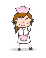 Cartoon Cute Waitress Smiling Face Vector Illustration