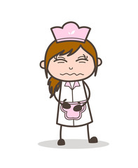 Cartoon Waitress Confounded Face Vector Illustration