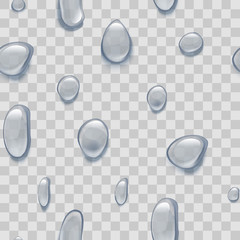 Water Pure Drops on Transparent Background. Vector