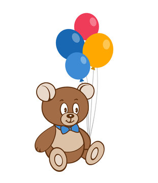 Cute cartoon bear and balloons