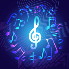 Notes Music Concert Banner Colorful Modern Musical Poster Flat Vector Illustration