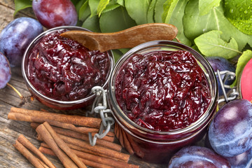 A delicious homemade jam made of freshly harvested organic plums