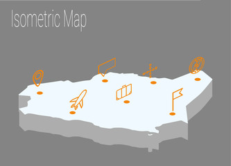 Map Saudi Arabia isometric concept.