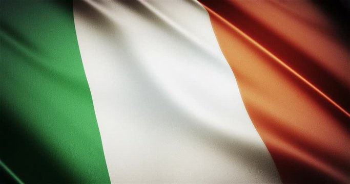 Ireland realistic national flag seamless looping waving animation