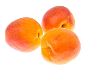 Fresh apricots isolated on white background