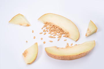 Slices of melon with stones in it