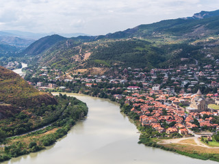 The Top View Of Mtskheta, Georgia, The Old Town Lies At The Confluence Of The Rivers Mtkvari And...