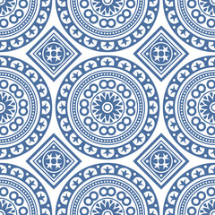 Azulejo Seamless Carrelage Portugais Bleu. Vecteur