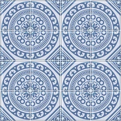 Tapeten Azulejo Seamless Portuguese Tile Blue Pattern. Vector © Sergei Sizkov