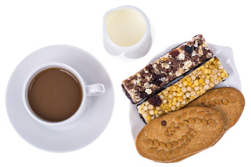 Cereal bars with raisins and fruits for diet and fitness meals