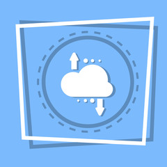 Cloud With Arrow Icon Digital Data Backup Storage Web Button Flat Vector Illustration
